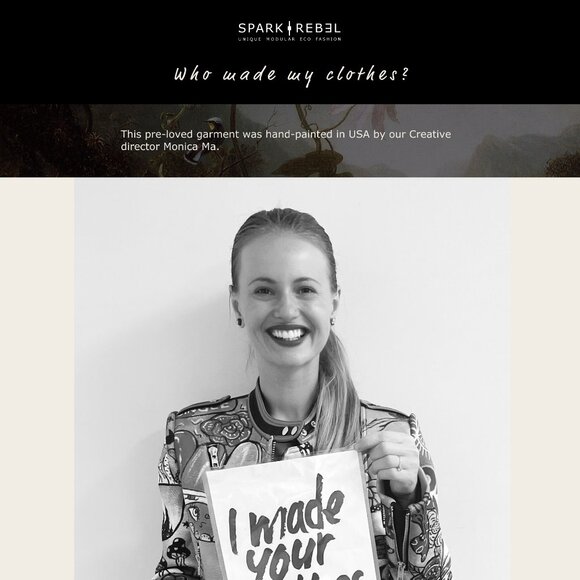 Hand-Painted Upcycled Unique Leather Jacket, "Shroomy," SPARK + REBEL - Size XL - Picture 11 of 11